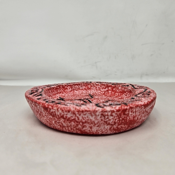 R.D. Guillen Hand Made Studio Pottery Reds & Pink Splash Of Black Primitive Look - Picture 6 of 10